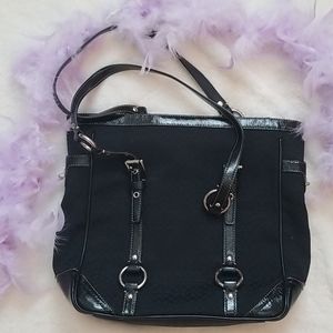 Coach Black Purse Signature C Design With Straps